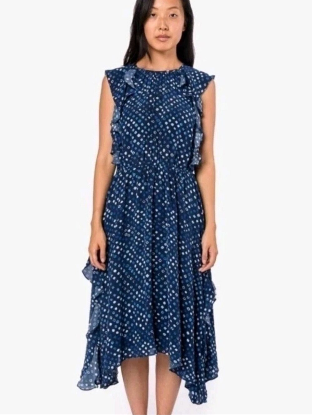 ULLA JOHNSON Dorothea Silk Dress In Indigo Size 6